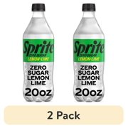 (2 pack) Sprite Zero Sugar Lemon-Lime Caffeine Free Soda Pop Bottle, 20 fl oz