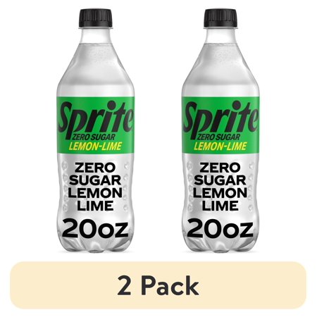 (2 pack) Sprite Zero Sugar Lemon-Lime Caffeine Free Soda Pop Bottle, 20 fl oz