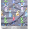 thumbnail image 1 of Soimoi Japan Crepe Satin Fabric King & Angel Watercolor Printed Craft Fabric by The Yard 42 Inch Wide, 1 of 1