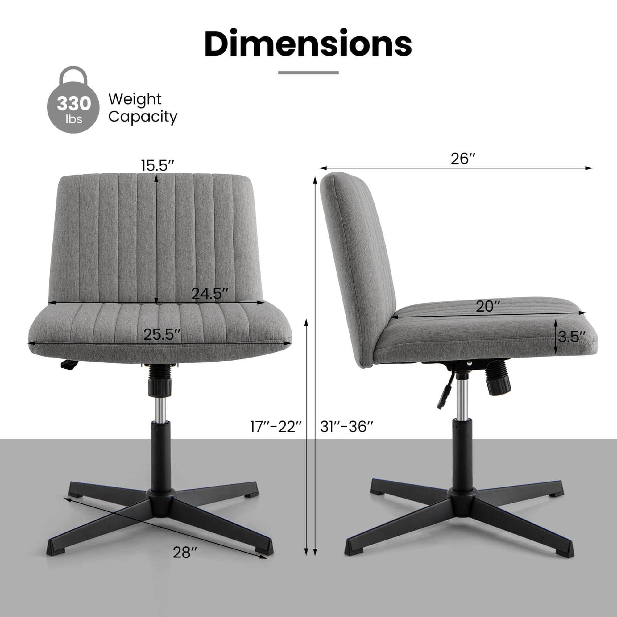 Costway Criss Cross Legged Office Chair Ergonomic Mid Back Computer Desk Chair Gray