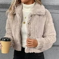 thumbnail image 5 of YUNAFFT Cozy Double-Sided Fleece Jacket with Button Lapel Collar Casual Outerwear for Women, 5 of 7