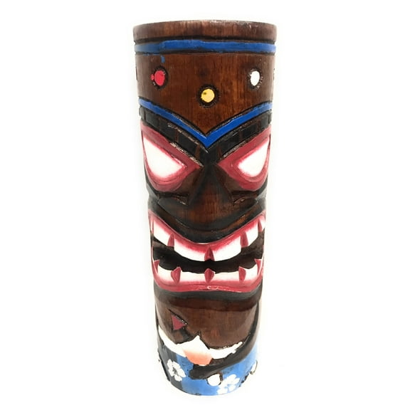 Tiki Totem 8" w/ Mai Tai Cocktail - Hand Carved & Painted | #dpt535820g