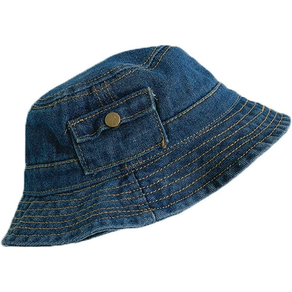 CoCopeaunts Baby Bucket Hat Solid Cowboy Pocket Child Fisherman Hat Summer Sunscreen Boys Girl Outdoor Shade Cute Bucket Cap