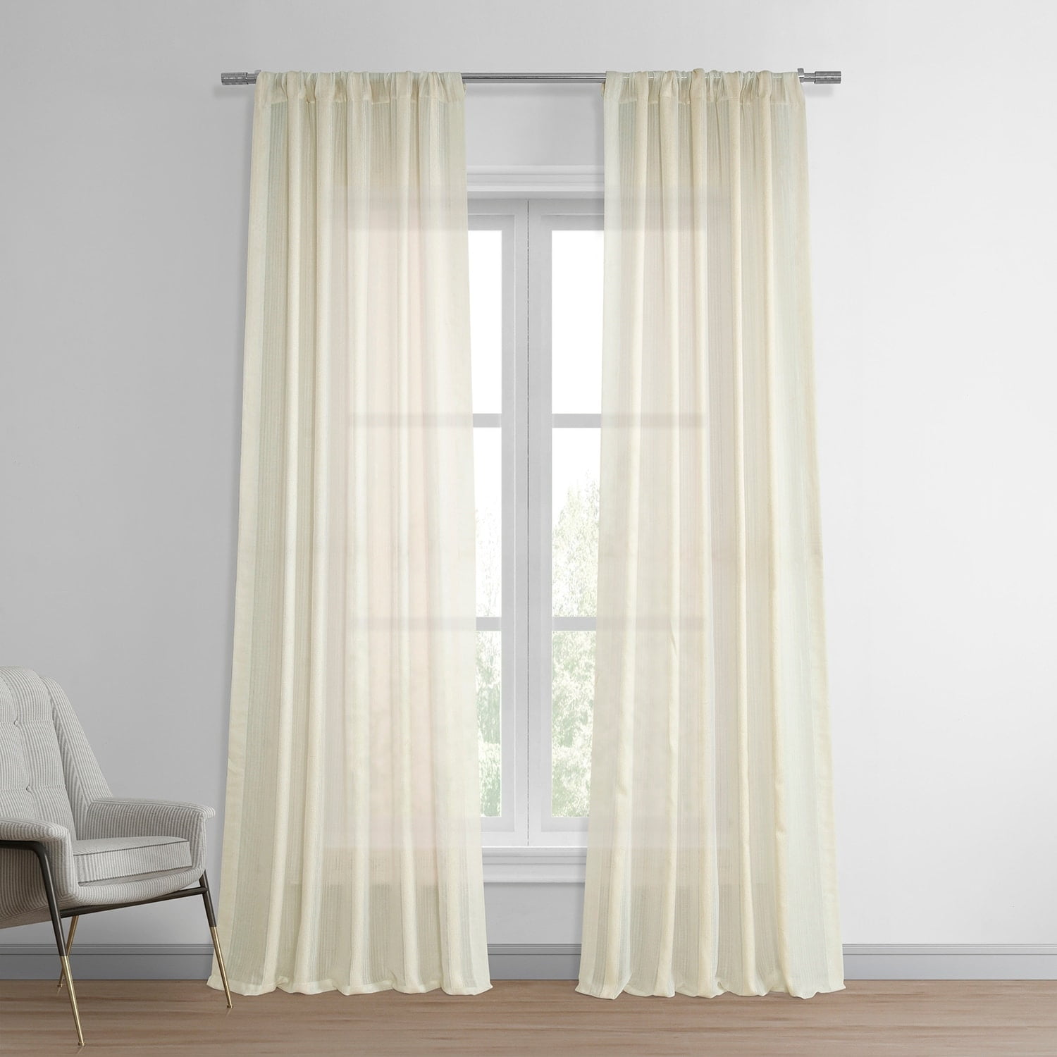 Exclusive Fabrics  Signature French Linen Sheer Curtain (1 Panel) 50 X 96 - Antique Lace