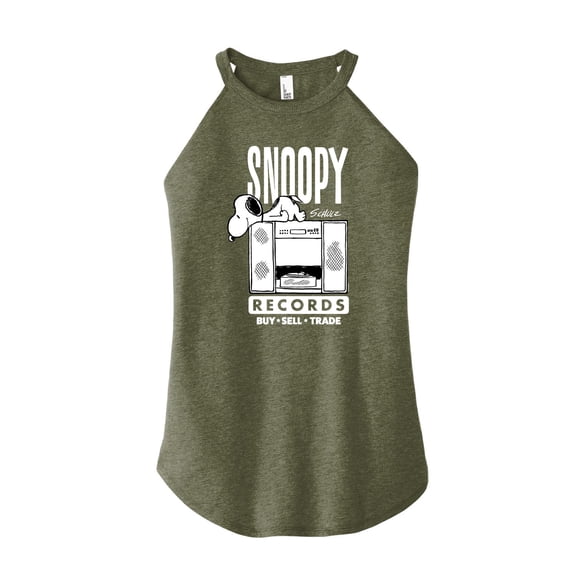 Peanuts - Snoopy Records - Juniors High Neck Tank Top