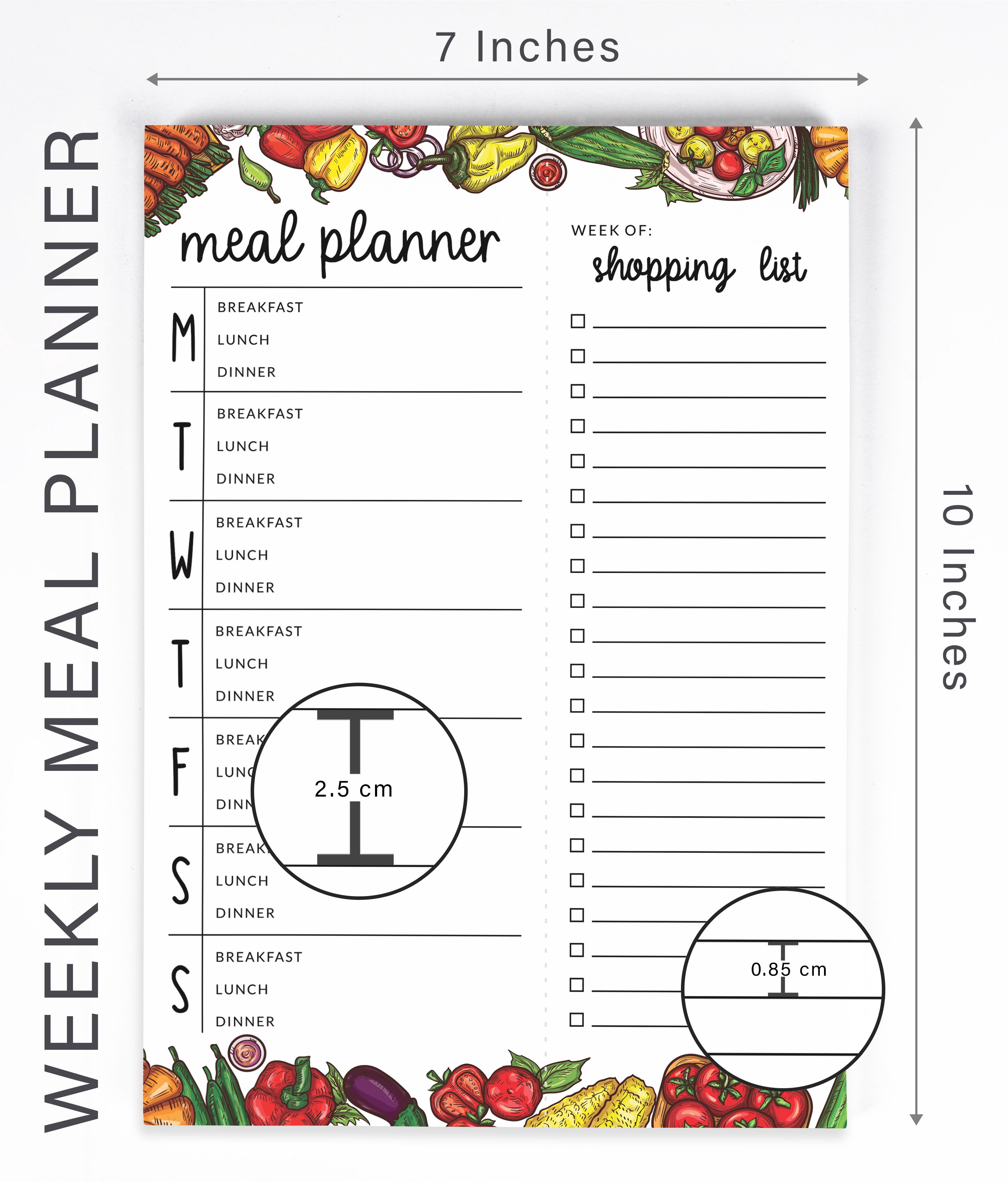 Inkdotpot Weekly Meal Planner Notepad 7"x10 , "Meal Planner" Magnetic Meal Planning Pad with Tear Off Grocery Shopping List for Fridge- Kitchen & Home - 54 Sheets -AS
