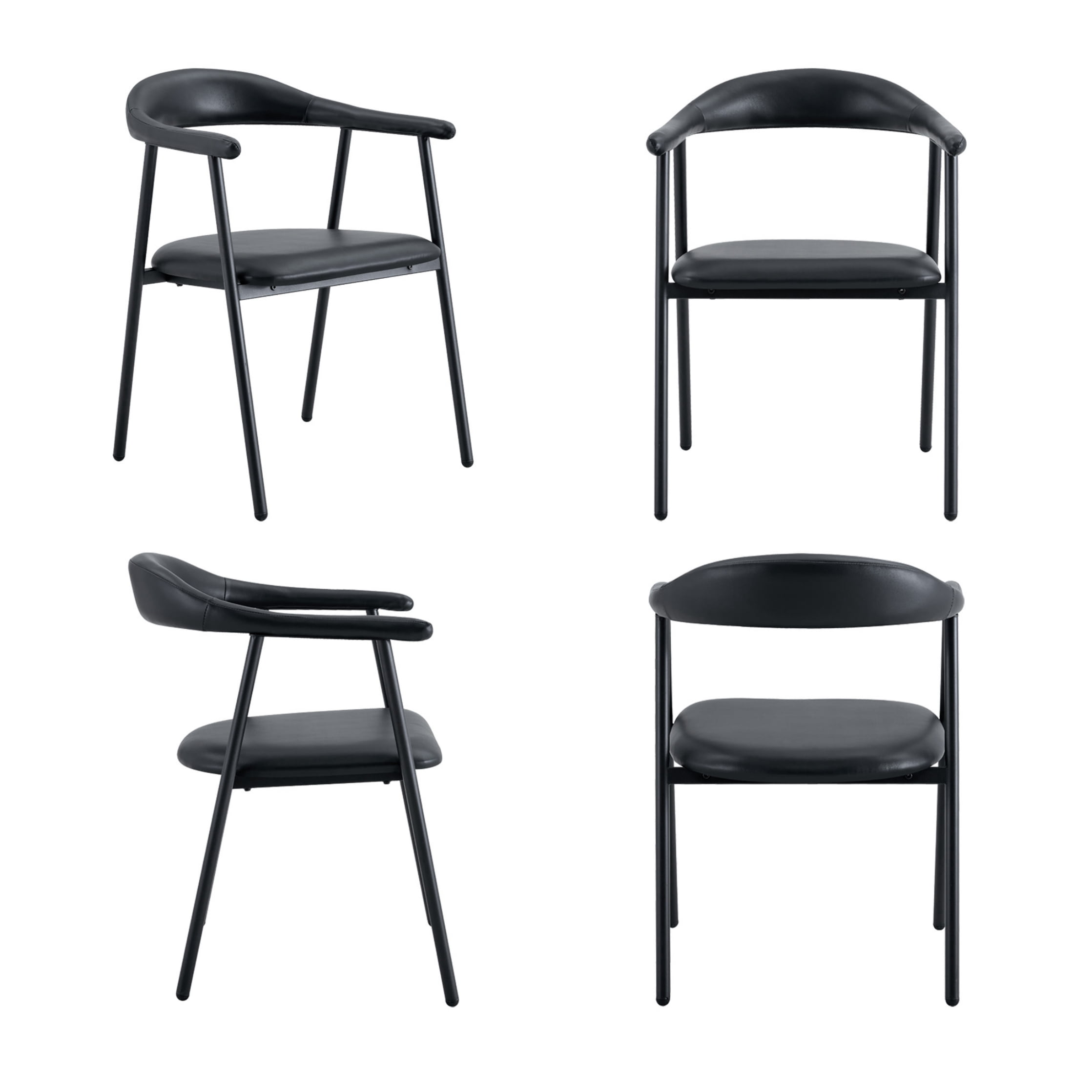 Vinform Upholstered Dining Chairs Set of 4, PU Leather Dining Room Chairs, Black