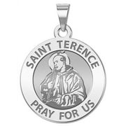 Saint Terence Religious Medal  - 1 Inch Size of a Quarter -Sterling Silver