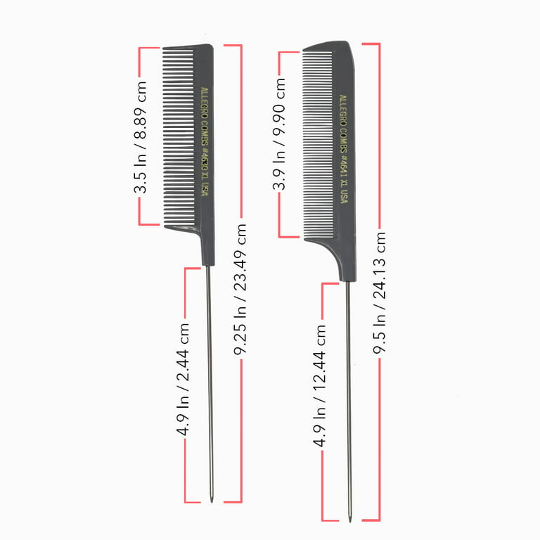 Allegro Combs XL Pintail Rat Tail Combs Parting Combs Metal Tail