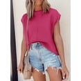 thumbnail image 5 of Womens Summer Cap Sleeve Tops Casual Crew Neck Loose Fit Knit Lightweight Sweater Pullover Top, 5 of 6