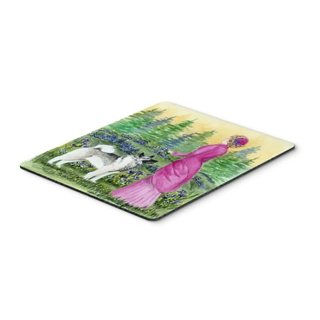 Lady with her Norwegian Elkhound Mouse Pad / Hot Pad / Trivet