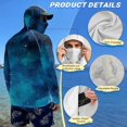 thumbnail image 5 of Bulopur Men’s Fishing Sun Hoodie with Mask, UPF 50+ UV Protection Long Sleeve Shirt Blue Galaxy Print Quick Dry Breathable Top for Boating, Hiking and Outdoor Activities, 5 of 8