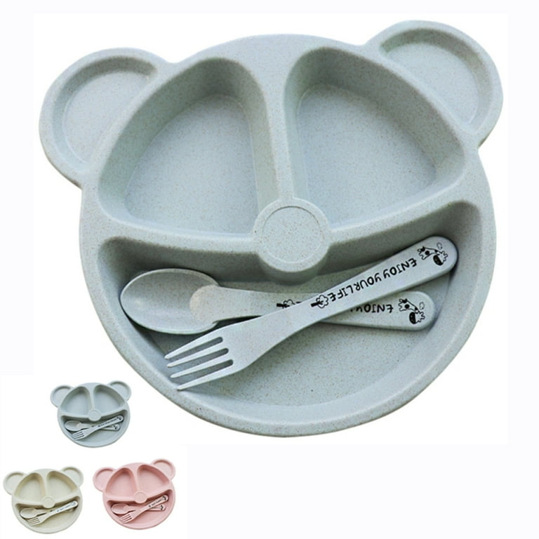 Divided Plates for Baby Feeding Toddler Plates wtih Spoon and