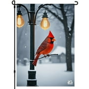 Hello Winter Versatile Garden Flag - Deco for Lawn Backyard 28x40 Inches - Double Side Snowy Scene Street Lamp Garden Flag for Outdoor Winter-featured Durable Back Yard Decor