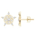 thumbnail image 3 of Rosec Jewels Snowflake Earrings with Moissanite (D-VS1 Quality) - Certified Moissanite Stud Earrings for Women - Ready to Gift, 14K Yellow Gold, 3 of 6