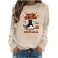 thumbnail image 2 of Cute Spooky Biscuits Graphic Sweatshirt Women Black Cat Ghost Dough Print Crew Neck Long Sleeve Pullover Oversized Fleece Lined Fall Top for Halloween Party Casual Outfits, 2 of 6