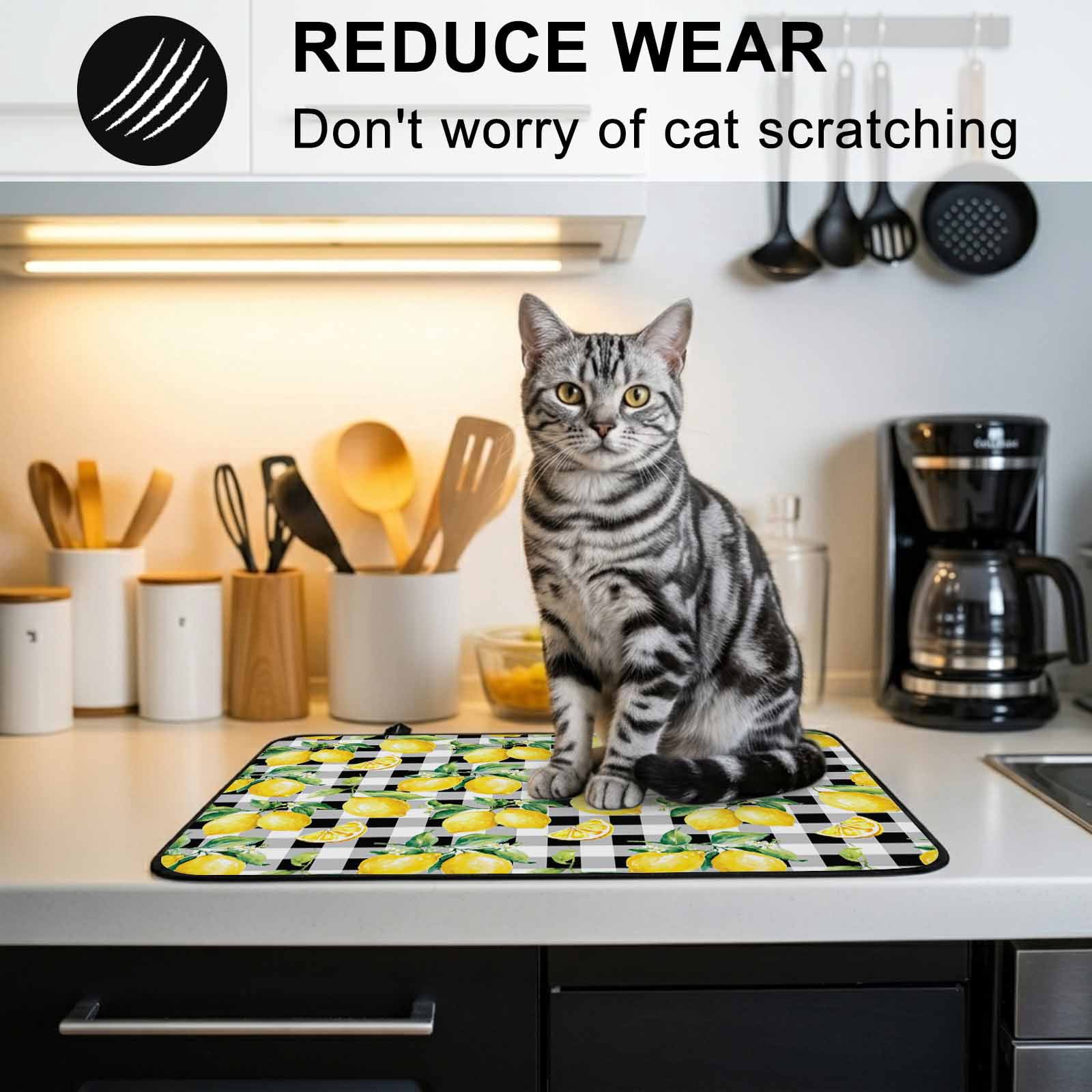 Lemon Yellow Stove Top Cover for Electric Stove, Heat-proof & Non Slip Glass Top Stove Cover Protector, Watercolor Fruit Black White Buffalo Plaid Kitchen Flat Cooktop Rubber Mat 24x21 Inches
