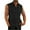 Black, variant on Lovskoo Men's Hawaiian Linen Shirt Sleeveless Solid Color Cotton And Linen Button Up Shirt with Lapel Pocket Beach Shirt Black