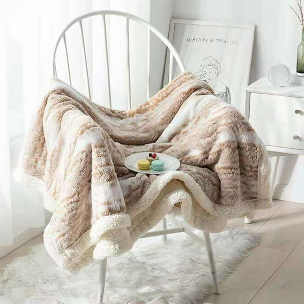 Manta reversible de vellón Sherpa, cálida y acogedora, de piel sintética, lavable a máquina, perfecta para sofá cama, suave y esponjosa, adecuada para niños, ancianos y mascotas, 70 x 100 cm, marrón