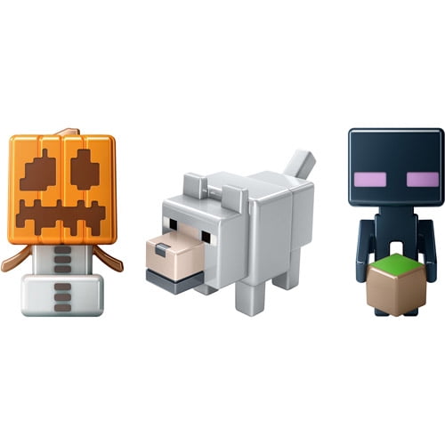 Minecraft Mini-Figure, 3-Pack, Wolf/Enderman/Snow Golem - Walmart.com