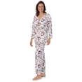 thumbnail image 3 of Aria Women's 100% Cotton 3/4 Sleeve V-Neck Top and Pant Pajama Set, 2pc Set, Sizes S-3X, 3 of 7