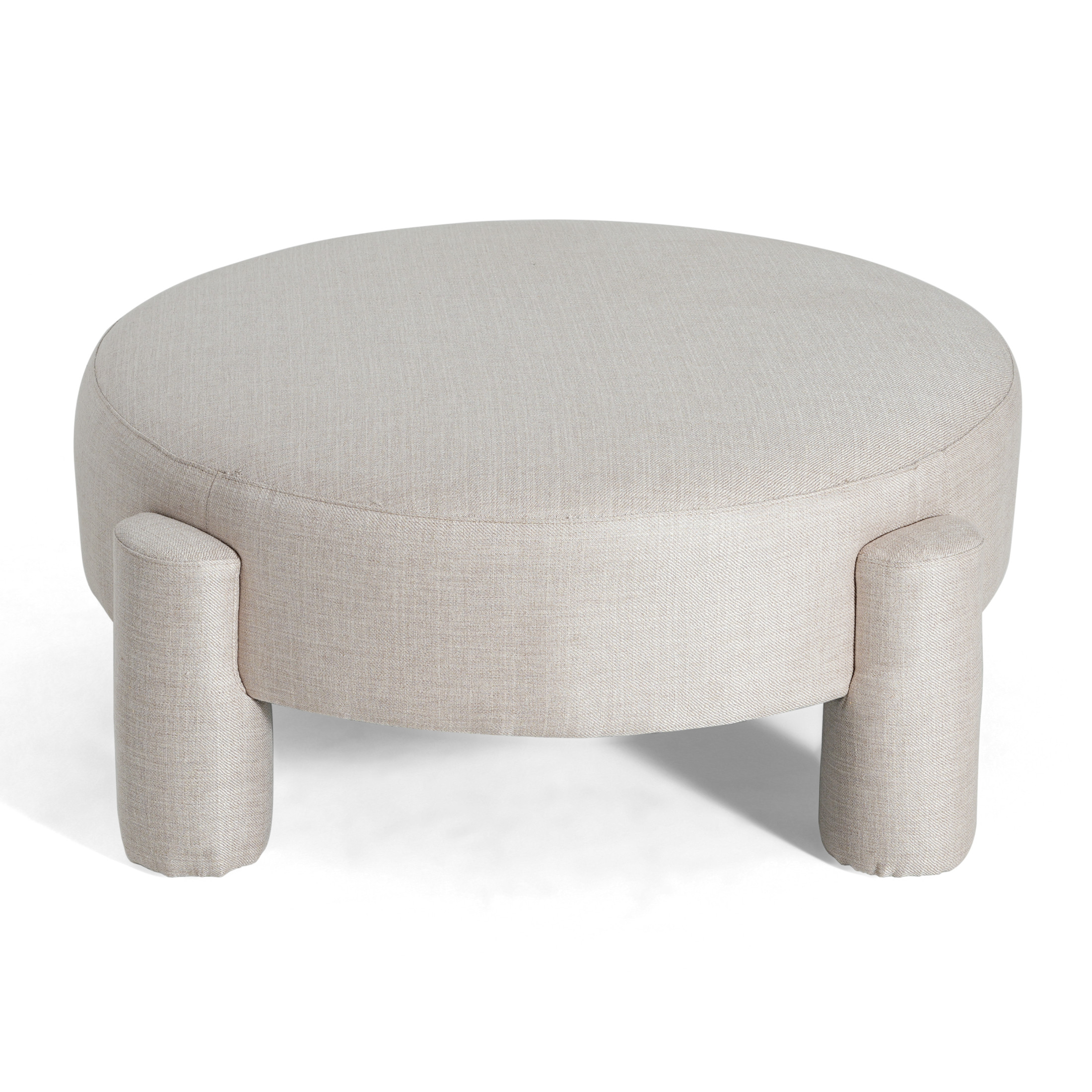 Christopher Knight Home 40" Round Large Accent Ottoman, Fully Upholstered Fabric with Tube Legs, Beige
