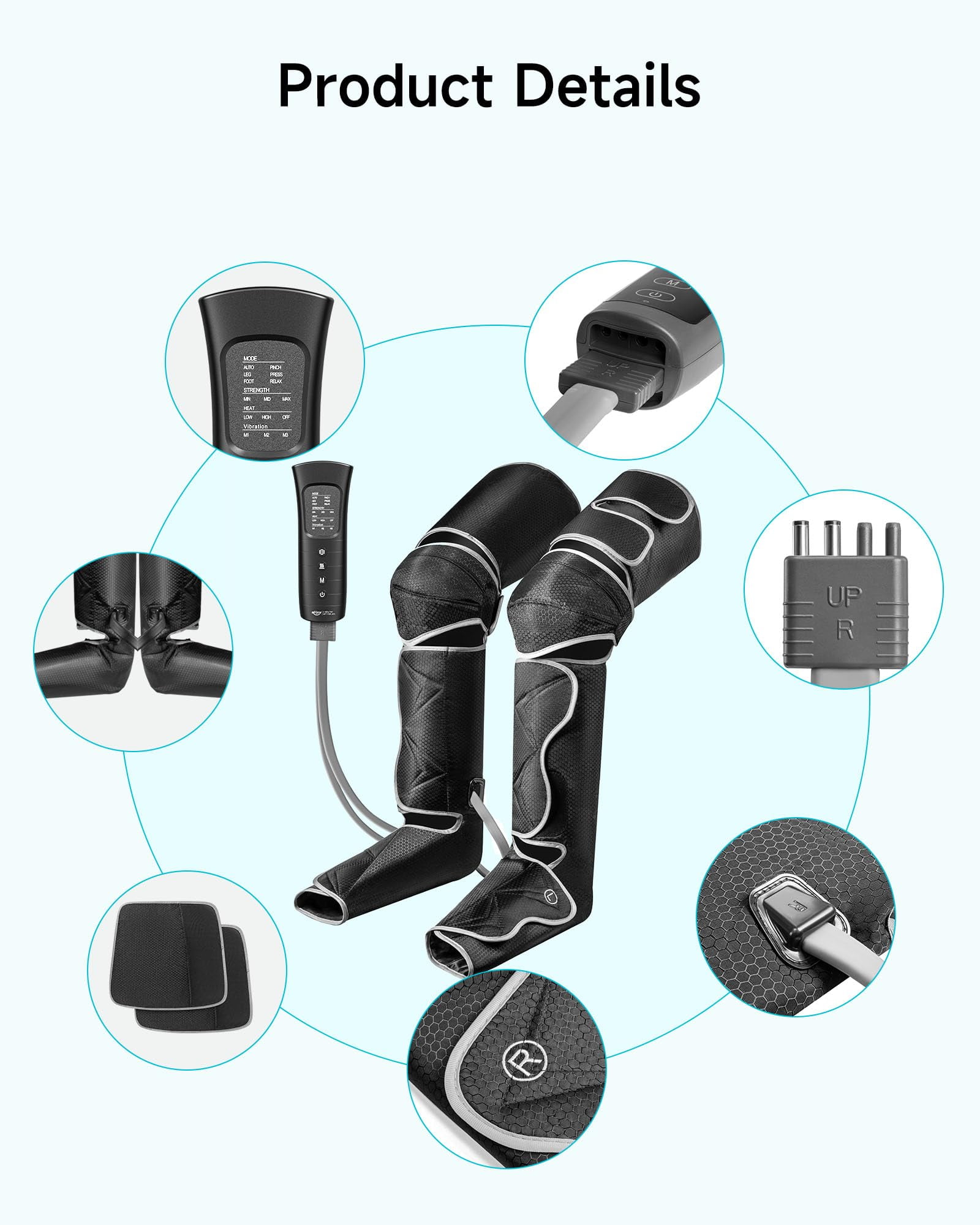 ALLJOY Leg Massager Helpful for Vericose Veins, Muscle Fatigue, Cramps, 2 Heat Levels Foot/Knee Massager,6 Modes with Memory Function Controller, Full Leg Massager, Gift for Women Men