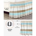 thumbnail image 3 of Abstract Gradient Stripe Bed Skirt King Size 18" Drop Brown Teal Watercolor Ruffled Wrap Around Bed Skirts Adjustable Elastic Bedskirt Dust Ruffle for King Size Bed, 3 of 7