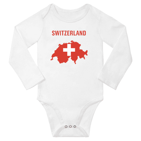 

Switzerland Flag Map Baby Long Slevve Bodysuit Jumpsuits (White 12-18 Months)