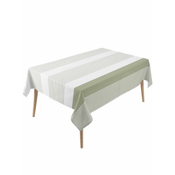 Sage Green Stripe Table Cloth, Modern Rustic Horizontal Green Striped Waterproof Tablecloth for Rectangle Tables, Reusable Washable Fabric Table Cover for Restaurant Kitchen Dining Tables 60"x120"
