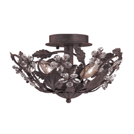 Rust Mica Wrought Iron Semi Flush Mounts 3 Light With Dark Rust Clear Hand Cut Wrought Iron 12 inch 180 Watts - World of Lighting ()