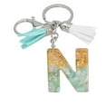 thumbnail image 1 of Adornos colgantes, regalos de decoración, llavero con borlas verdes y letras, pegamento de cristal, lámina dorada, joyería de piedra, colgante, bolso, llavero con colgantes., 1 of 2