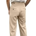thumbnail image 4 of Men's Dress Pants Casual Zipper Pockets Elastic Waist Full Length Pants Khaki, 4 of 4