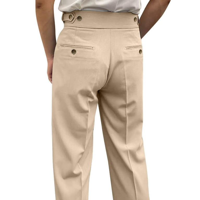 BiZtdJrK Men Cotton Golf Pants Pleated Front High Waist Casual