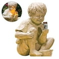 thumbnail image 3 of FNNMNNR Garden Statue Boy and Girl Holding Solar Firefly Jar Figure Sculpture for Garden Yard Outdoor Decoration, 3 of 7