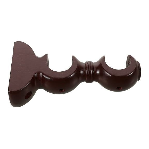 Wooden Double Slot Curtain Rod Bracket Wall Mounted Drapery Support for Home Dorm Set