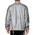 thumbnail image 3 of INSPIRE CHIC Holographic Jacket for Men's Metallic Long Sleeve Stand Collar Party Disco Shiny Jackets 2XL Silver, 3 of 5
