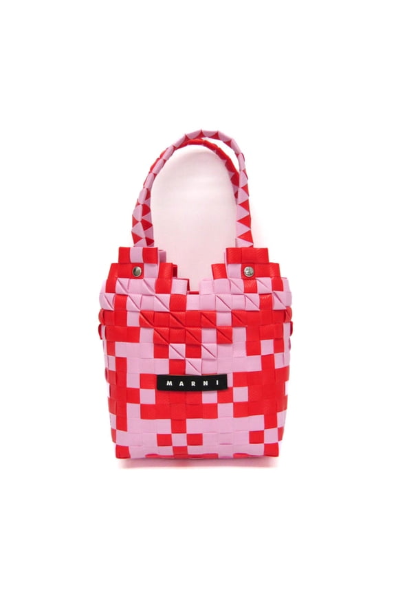 Pre-Owned Marni Kids Line Diamond Basket Bag Girls,Women Polypropylene,Leather Handbag Pink,Red...
