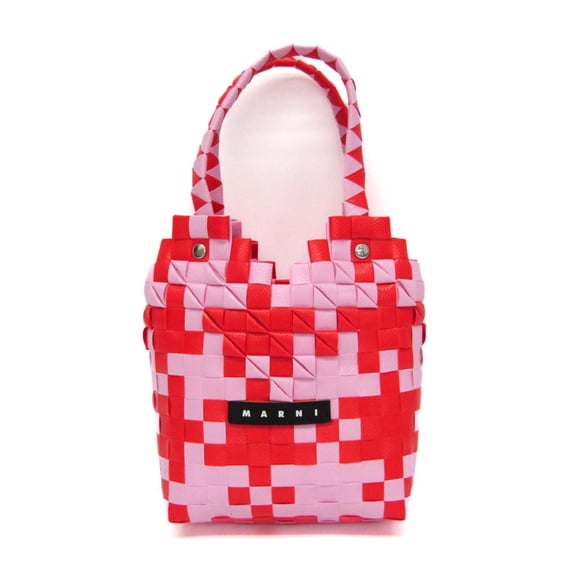 Pre-Owned Marni Kids Line Diamond Basket Bag Girls,Women Polypropylene,Leather Handbag Pink,Red...