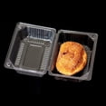 thumbnail image 3 of Clear Hinged Food Container, Plastic Food Containers Square Take Out Container, Clamshell Disposable Dessert Containers for Hamburger, Sandwiches, Cake, Pasta, Salads - 200 Pieces (5.3x4.2 X3.3 In), 3 of 6
