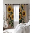 thumbnail image 4 of Wooden Sunflower Blackout Curtains for Bedroom Living Room Darkening Curtains 96 Inches Long Vintage Farmhouse Botanical Flowers Window Curtain 2 Panels Set Window Treatment Grommet Drapes 52"x96", 4 of 9