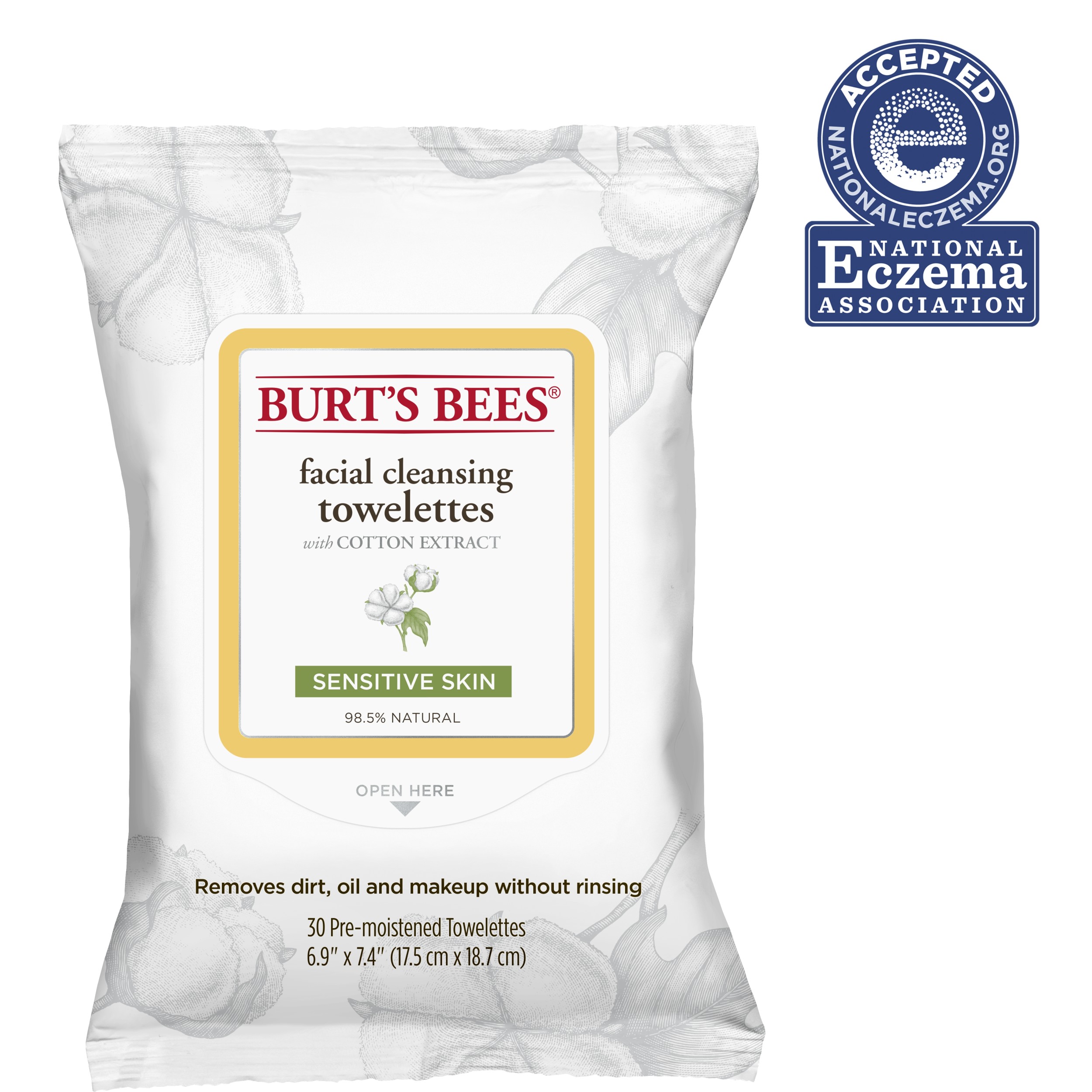 burt's bees sensitive facial cleansing towelettes with cotton extract