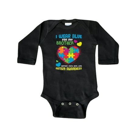 

Inktastic I Wear Blue for my Brother Autism Awareness Gift Baby Boy or Baby Girl Long Sleeve Bodysuit