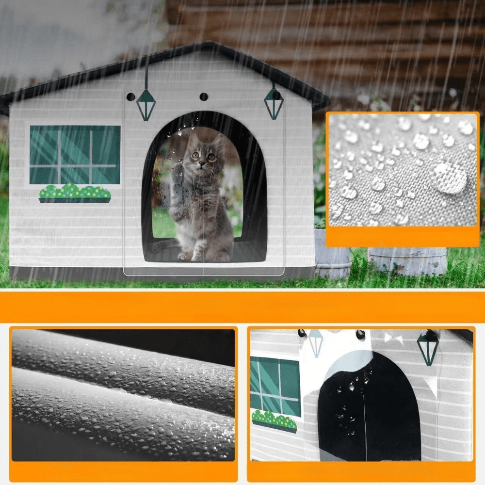 Weatherproof Insulated Heated Cat House with Heated Pad - Elevated Winter Safe Shelter for Outdoor & Feral Cats (20"x16.5"x16")