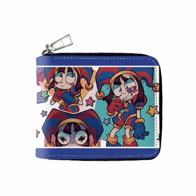 Cartera de piel sintética delgada con doble pliegue con personajes de anime de Wallet Circus