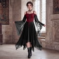 thumbnail image 7 of Renaissance Witch Maxi Dress, Off Shoulder Long Sleeve Renaissance Witch Maxi Dress, Sheer Flare Sleeve Corset Lace Up Medieval Gothic Cosplay Gown for Halloween Themed Gathering, Deep Red L, 7 of 7