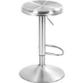 thumbnail image 5 of Costway Brushed Stainless Steel Swivel Bar Stool Seat Adjustable Height Round Top Silver Backless, 5 of 9