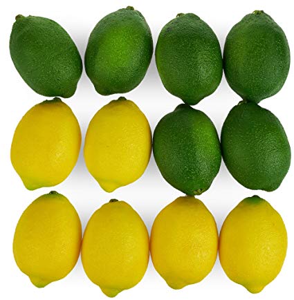 Yellow and Green Monland 8 Pack Artificial Fake Lemons Limes Fruit for Vase Filler Home Kitchen Party Decoration
