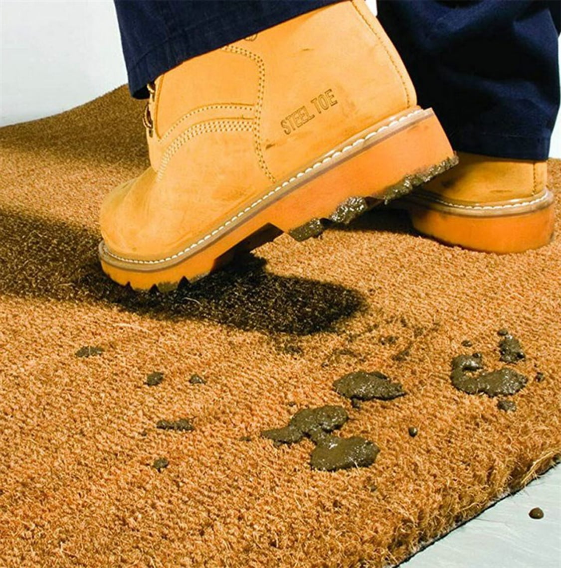 Funny Welcome No Soliciting Violators Will Be Sacrificed Decor Doormat Welcome Front Porch Decor Doormat for The Entrance Way Heavy-Duty PVC Back Outdoor Coir Doormat 23.6 x 15.7 inch