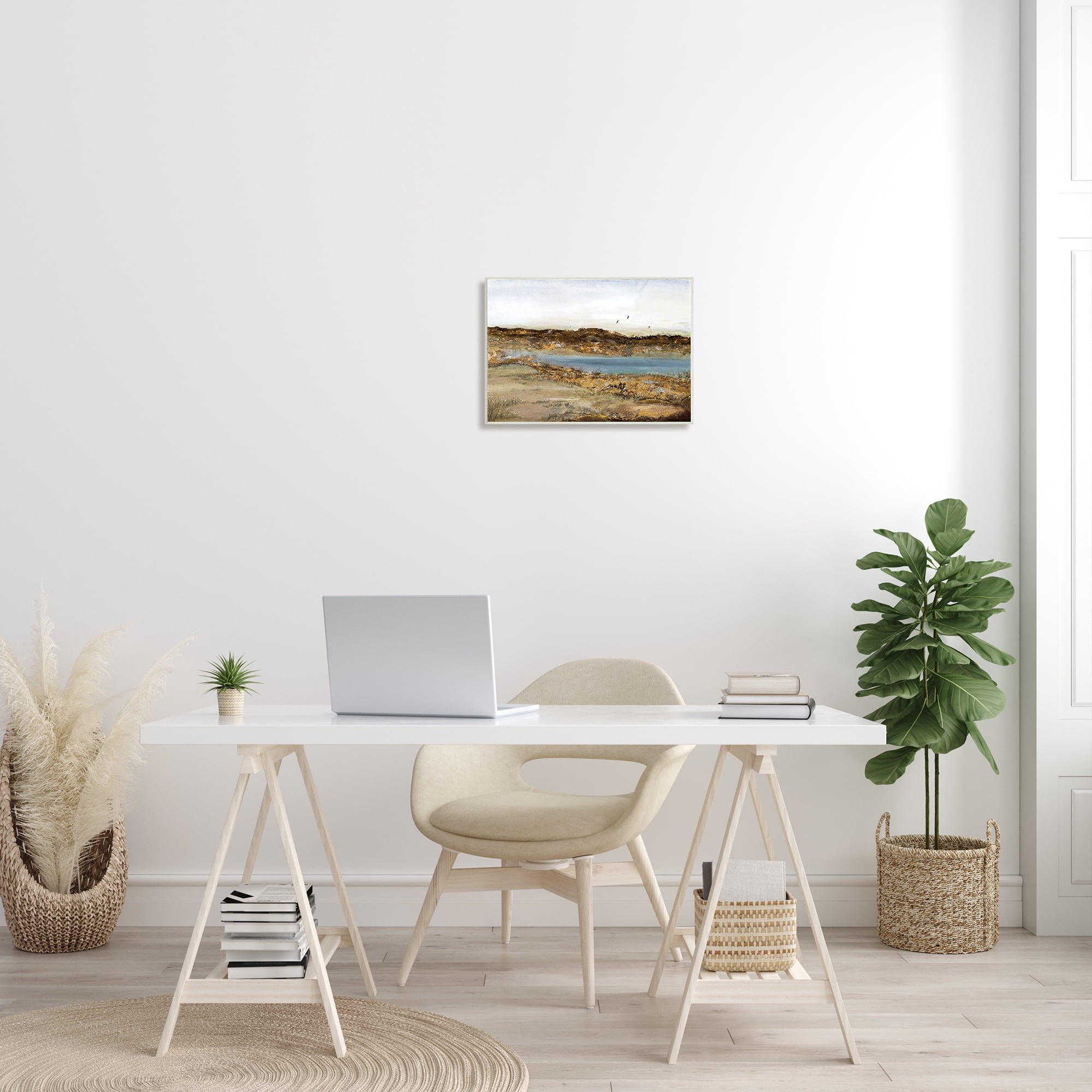 Stupell Industries Country Creek with Bird Detail Muddy Landscape Nature Painting Unframed Art Print Wall Art, 13 x 19